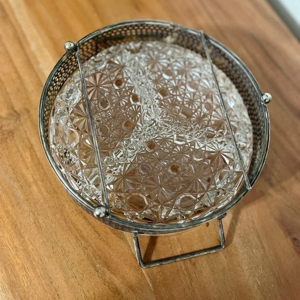 Daisy & Buttons Vintage Mid Century Relish Divided Glass Serving Tray Dish